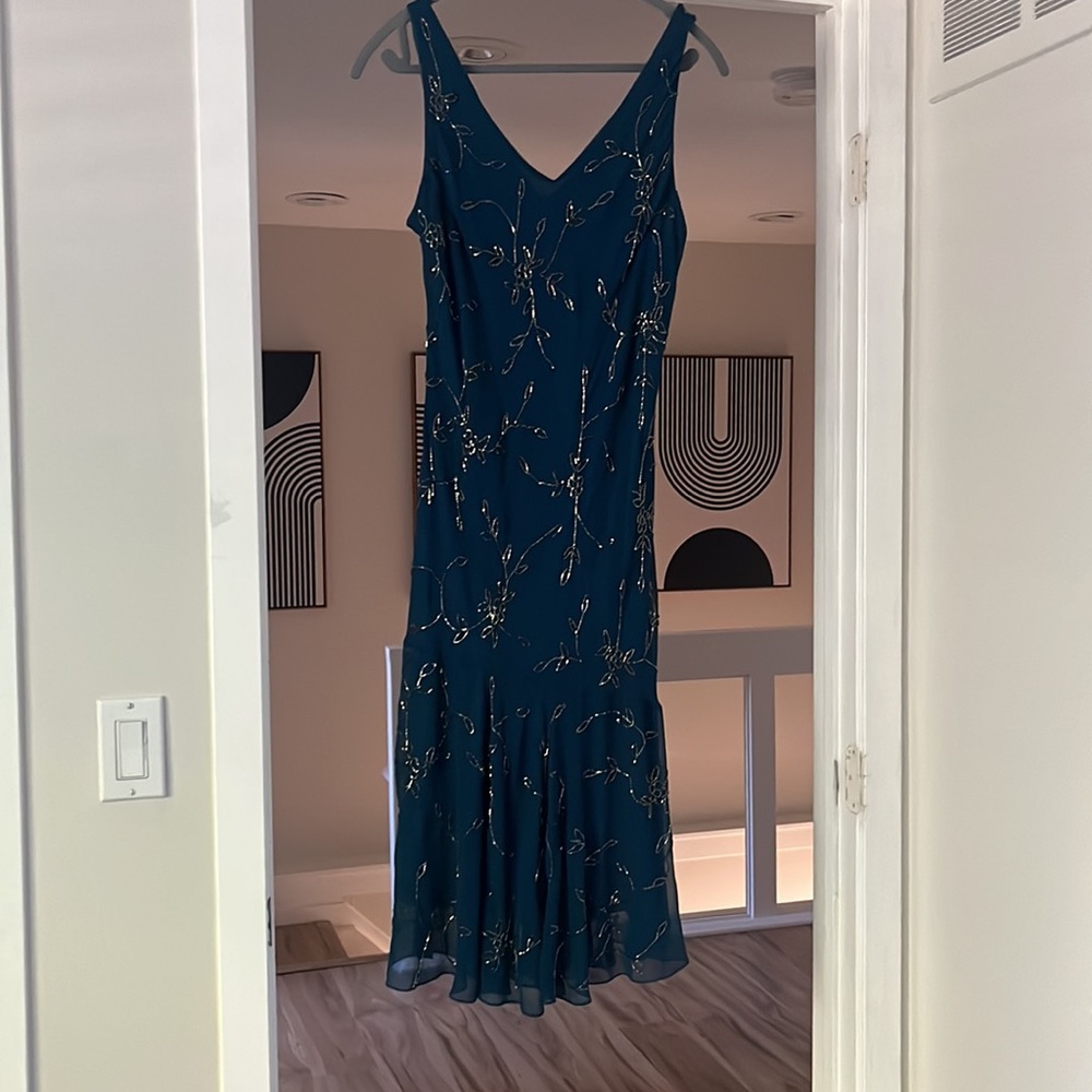 J Kara Embellished Navy Dress